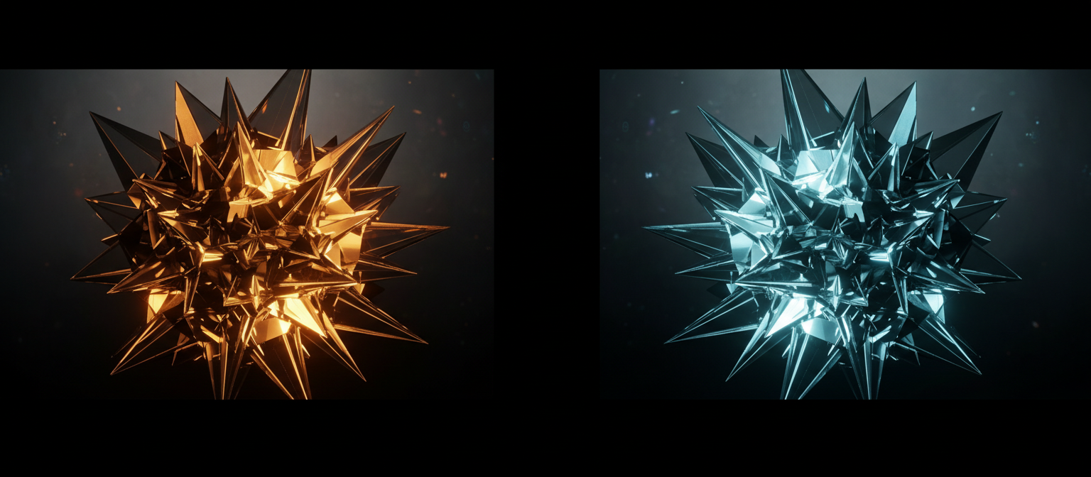 Abstract visualization of competing forces in artificial intelligence