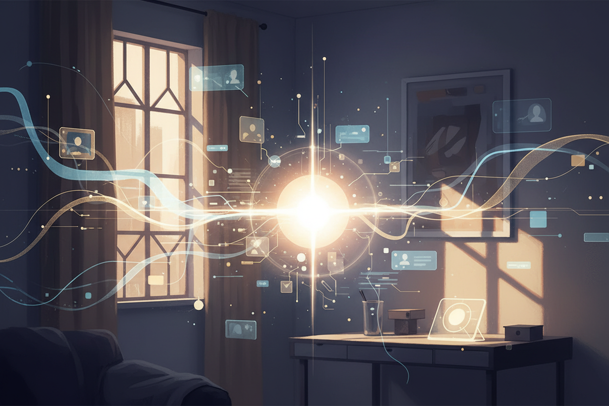 Conceptual visualization of personal data and AI assistance